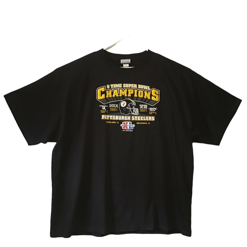 Reebok 2X Pittsburg Steelers five times Super Bowl CHAMPION  black short sleeve